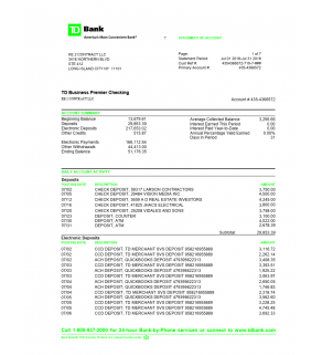 TD Bank Business Statement